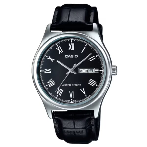 Casio MTP-V006L-1B Roman Black Dial Men's Leather Watch