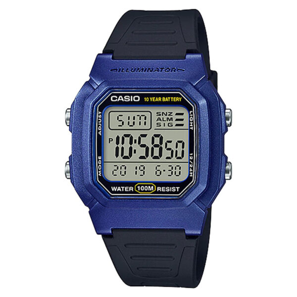 Casio W-800HM-2AV blue digital youth wrist watch in Pakistan with 10 years battery life