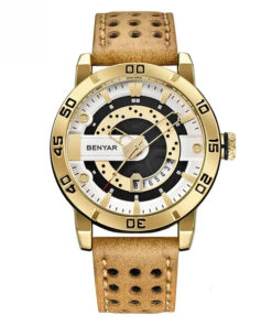 Benyar 5150 brown leather strap analgo dial men's hand watch