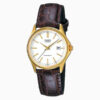 LTP-1183Q-7A brown leather strap white dial ladies wrist watch