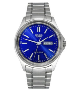 Casio Enticer series mtp 1239d 2a blue dial men's wrist watch in silver stainless steel chain