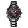 NaviForce NF9093 black stainless steel red black analog digital mens dress watch