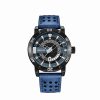 Benyar BY-5150 blue leather strap waterproof dress watch for male's