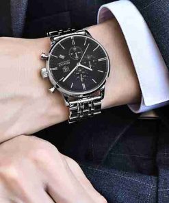 Benyar Executive Silver Black Stainless Steel Wrist Watch - Image 3