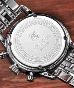 Benyar Executive Silver Black Stainless Steel Wrist Watch - Image 4