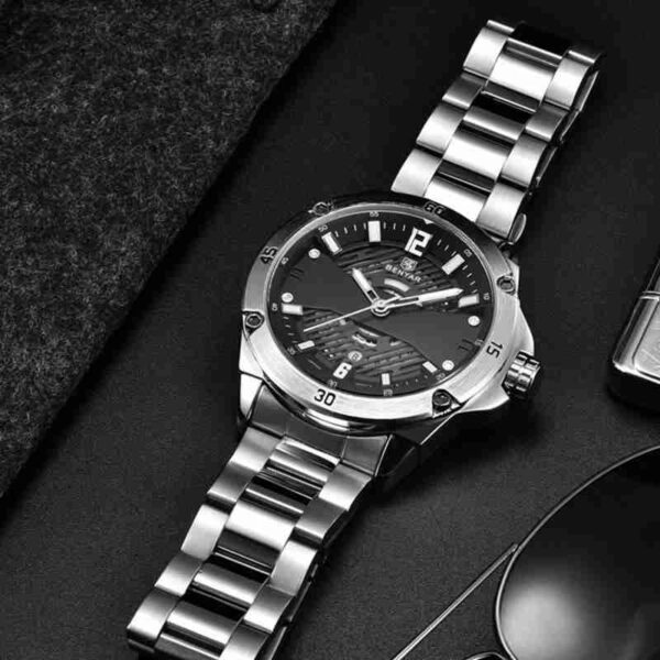 Benyar BY-5149silver stainless steel chain men's casual watch