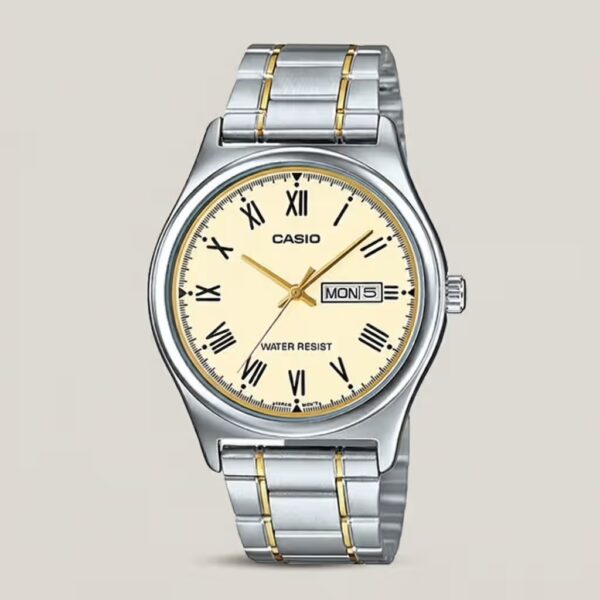 mtp-v006sg-9b casio gold ion plated roman dial men's wrist watch