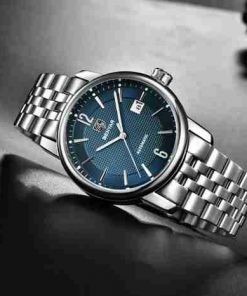 Benyar Automatic Silver Blue Stainless Steel Watch - Image 2