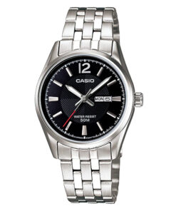ltp-1335D-1av casio black dial silver chain female analog stylish watch