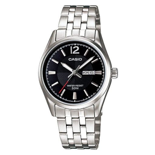 ltp-1335D-1av casio black dial silver chain female analog stylish watch