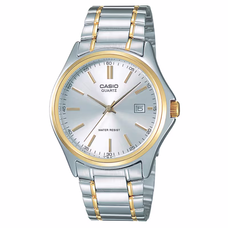 Casio MTP-1183G-7AV Two Tone Chain Silver Dial Dress Watch