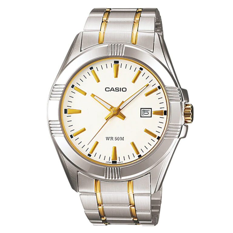 Casio MTP-V006D-7B White Roman Dial Silver Chain Wrist Watch