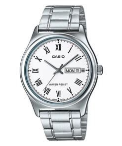 mtp-v006D-7B Silver Stainless Steel With White Roman Dial Men's Analog Wrist watch