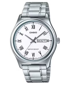 Casio MTP-V006D-7B White Roman Dial Silver Chain Wrist Watch