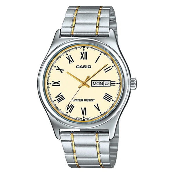 mtp-v006sg-9b casio gold ion plated roman dial men's wrist watch