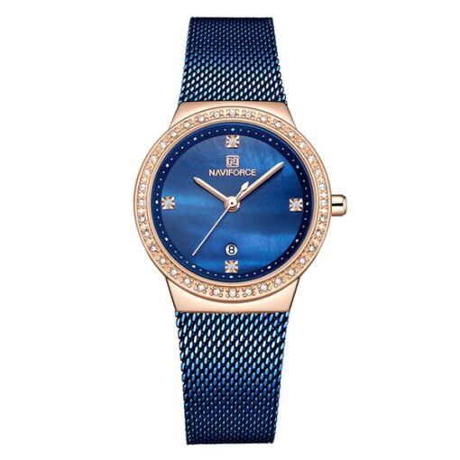 NaviForce NF5005 blue mesh chain blue analog dial ladies wrist watch