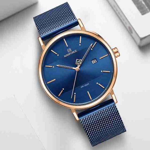 Naviforce Blue Mesh Chain Couple Wrist Watch - Image 3