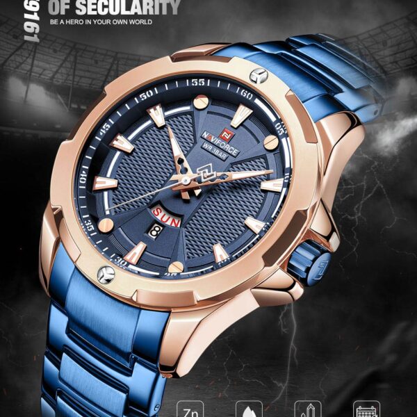 NaviForce 9161 blue stainless steel blue analog dial men's dress wrist watch