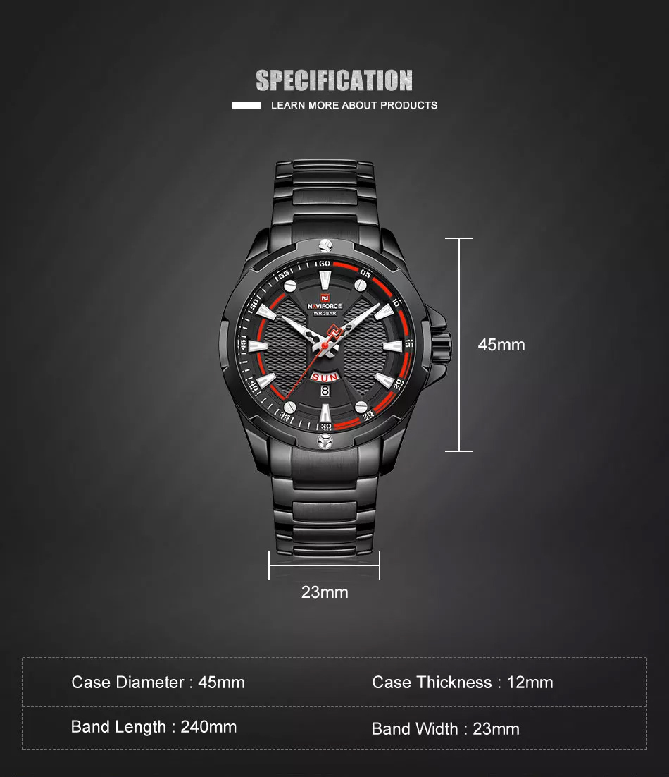 NaviForce-9161 men's analog watch specifications