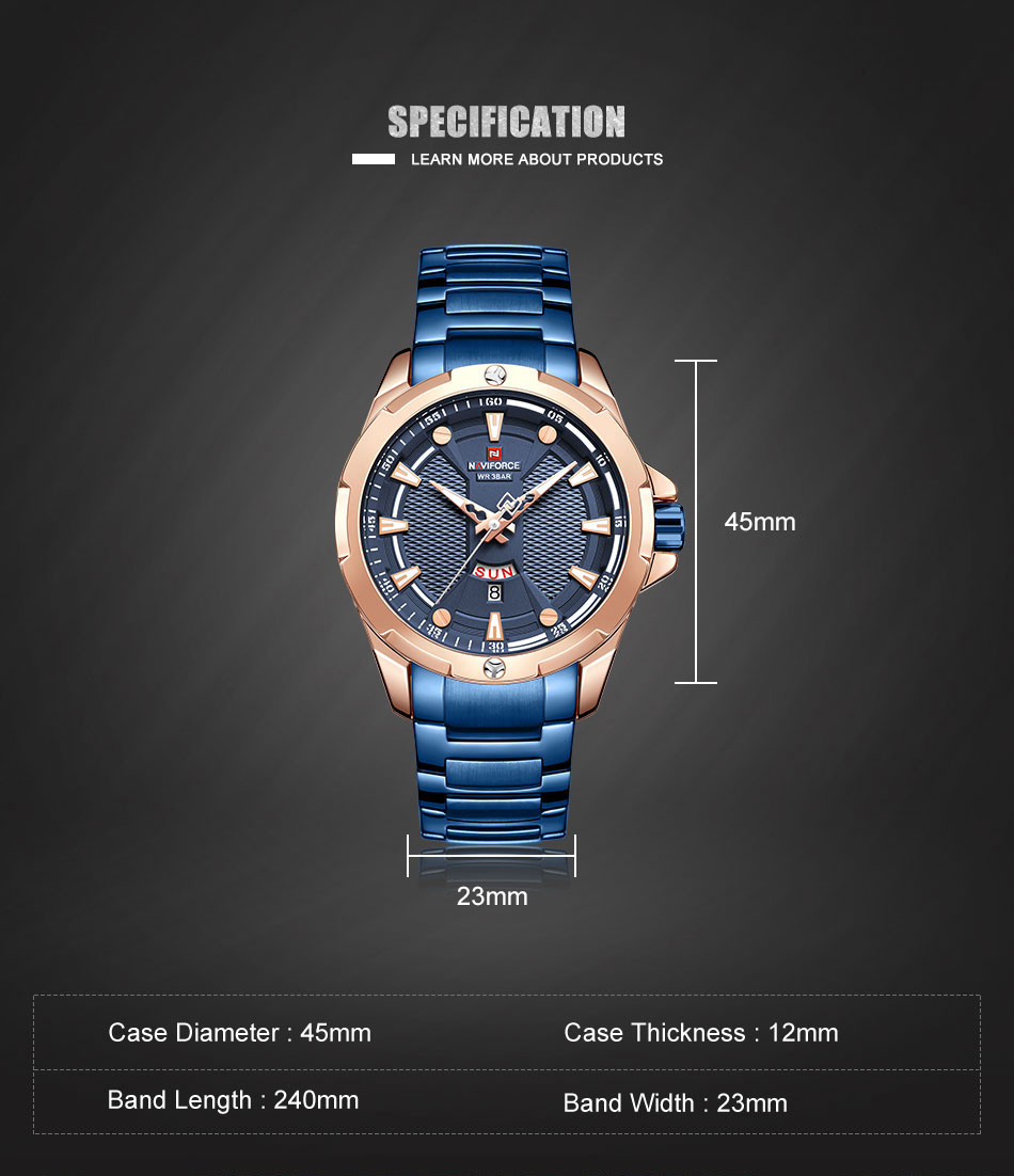 NaviForce-9161 men's analog watch specifications