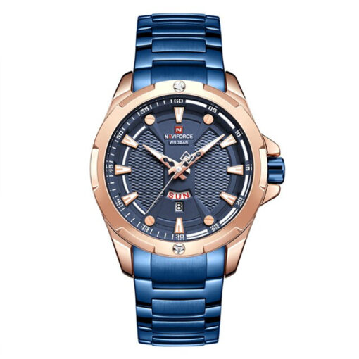 NaviForce 9161 blue stainless steel blue analog dial men's dress wrist watch