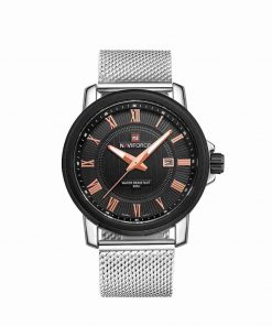 NaviForce NF9052 Mesh Strap Black Dial Men's Analog Watch with Date