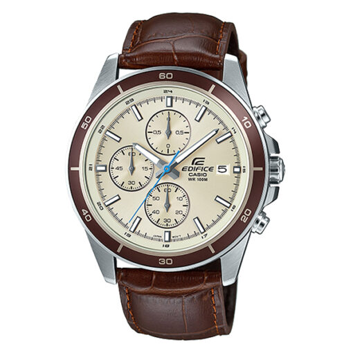 Casio-EFR-526L-7BV brown leather strap chronograph men's sports wrist watch