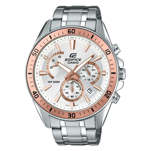 Casio-Edifice-EFR-552D-7AV silver stainless steel stylish multi color dial men's chronograph dress watch