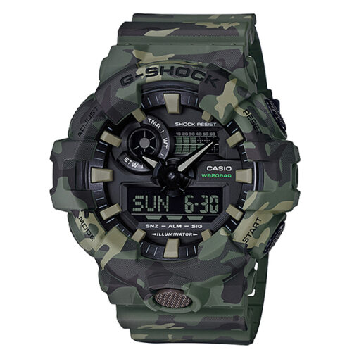 Casio G-Shock GA-700CM-3ADR multi color resin band analog digital dial men's camouflage wrist watch