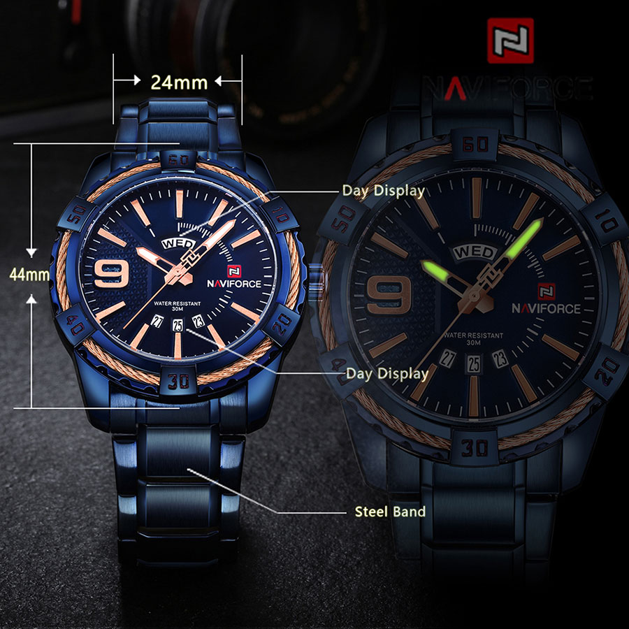 NaviForce-9117 blue chain & round blue dial general features