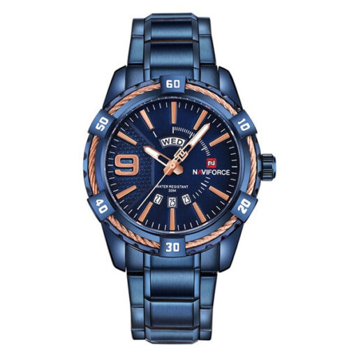 NaviForce-9117 blue stainless steel blue dial men's analog wrist watch