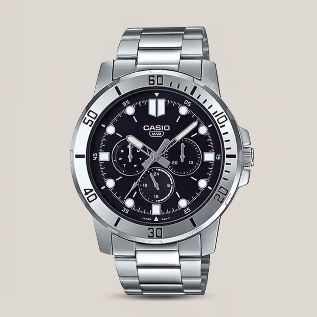 MTP-VD300D-1E casio Black Dial Stainless Steel chain Analog Men's Dress Watch in pakistan