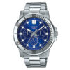 MTP-VD300D-2E casio Silver Stainless Steel chain with Blue Dial Analog Men's wrist Watch