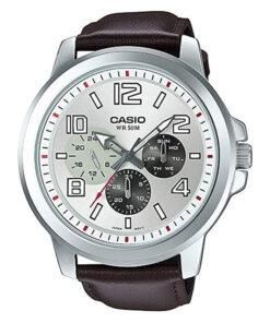 mtp-x300-7e-casio brown leather stylish chronograph men's Gift watch in pakistan