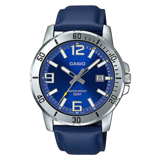 Casio-MTP-Vd01L-2BV Blue Leather Band With Blue Dial Analog Men's Wrist Watch