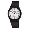 Q&Q-A212J003Y white analog dial black resin band mens wrist watch