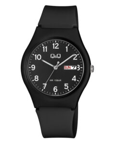 Q&Q-A212J004Y black analog dial black resin band mens wrist watch
