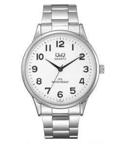 Q&Q C214J204Y silver stainless steel chain & white numeric dial men's hand watch