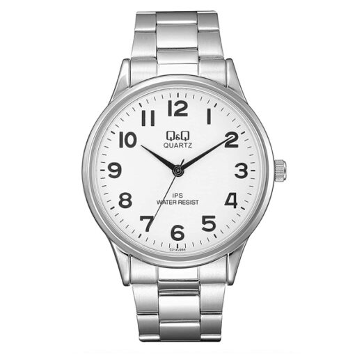 Q&Q C214J204Y silver stainless steel chain & white numeric dial men's hand watch