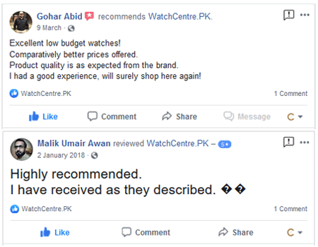 Facebook Reviews WatchCentre.PK