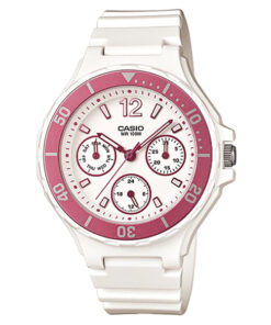 Casio LRW-250H-4AVDF 3 Hands Analog White & Pink Resin Woman's Watch