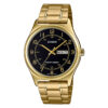 MTP-V006g-1B Golden Stainless Steel chain With Black Dial Men's Gift Watch