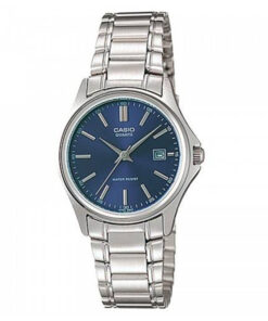 Casio LTP-1183A-2AV silver stainless steel chain blue analog dial ladies wrist watch