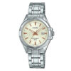 Casio LTP-1308D-9A silver stainless steel golden analog dial ladies dress watch