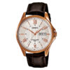 casio MTP-1384L-7AV brown leather strap roman dial mens wrist watch
