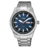 Q&Q A214J202Y silver stainless steel chain blue analog dial men's wrist watch