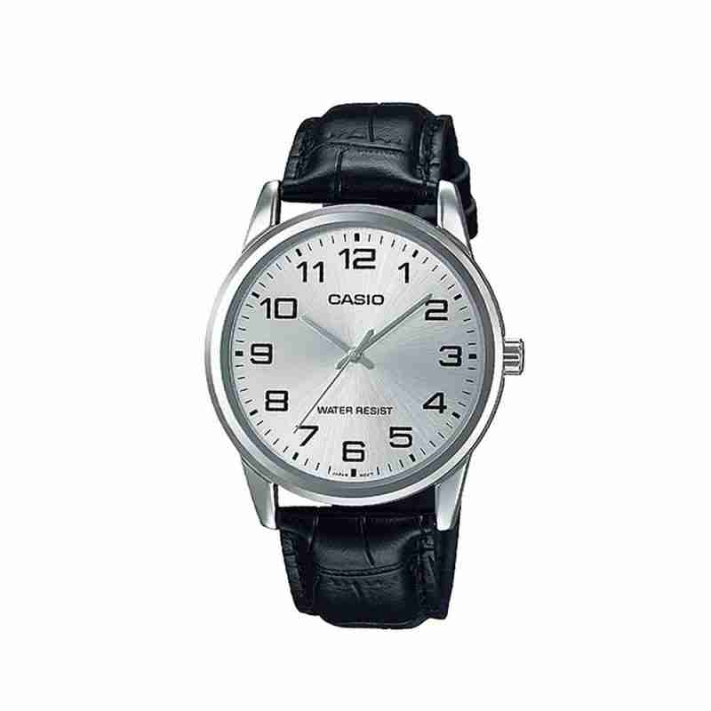 Casio MTP-V001L-1B Black Leather n Dial Mens Wrist Watch - WatchCentre.PK