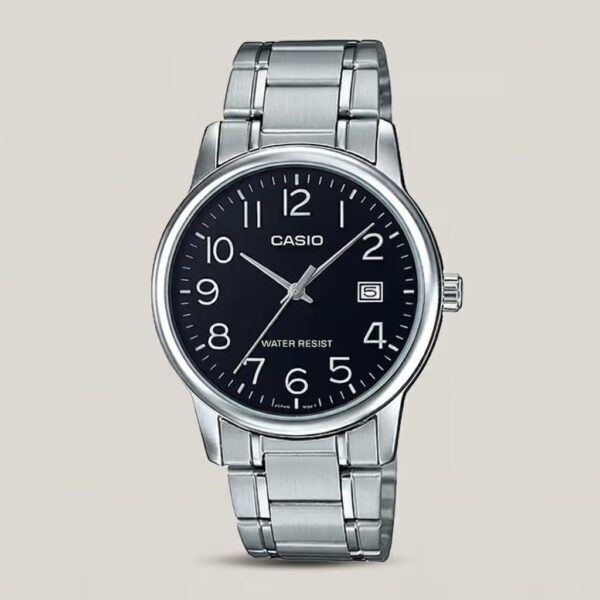 MTP-V002D-1B Silver Stainless Steel Black Dial Men's Wrist Watch
