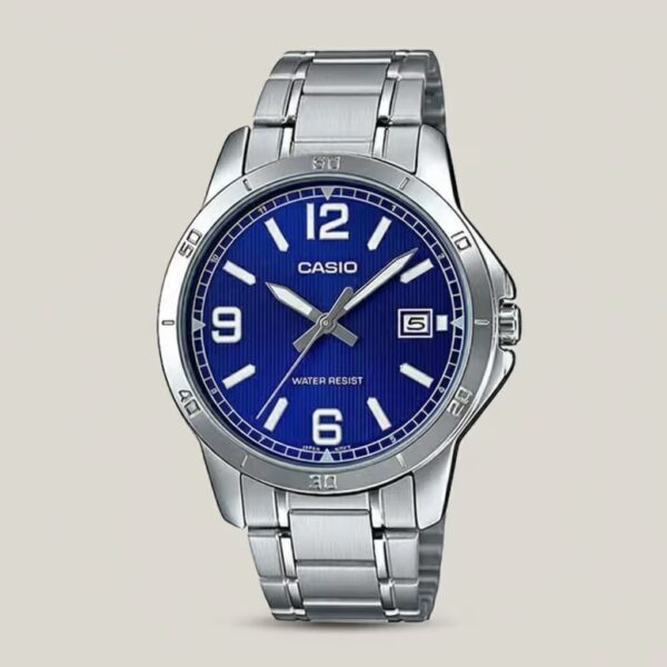 Casio MTP-V004D-2B Silver Stainless Watch for Men in blue dial
