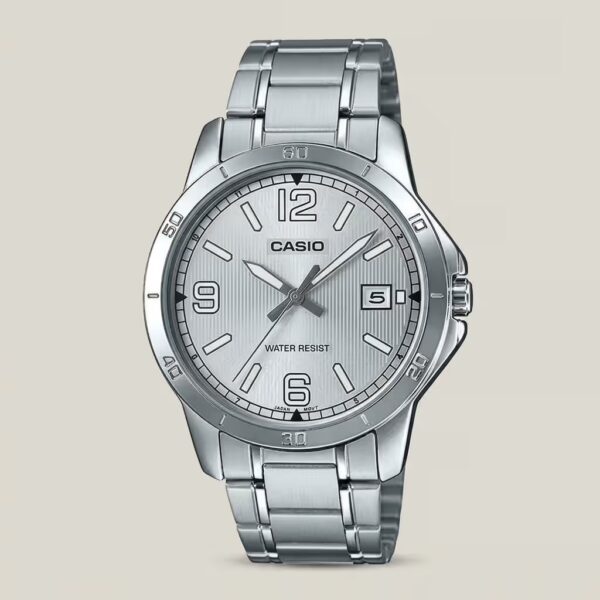 Casio MTP-V004D-7B2 Men's Dress Stainless Steel Silver Dial Analog Date Watch